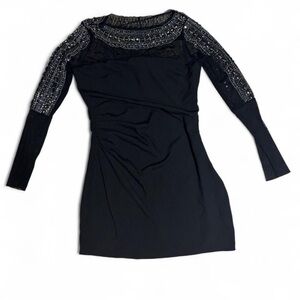 Elegant Black Beaded mini Dress size Large